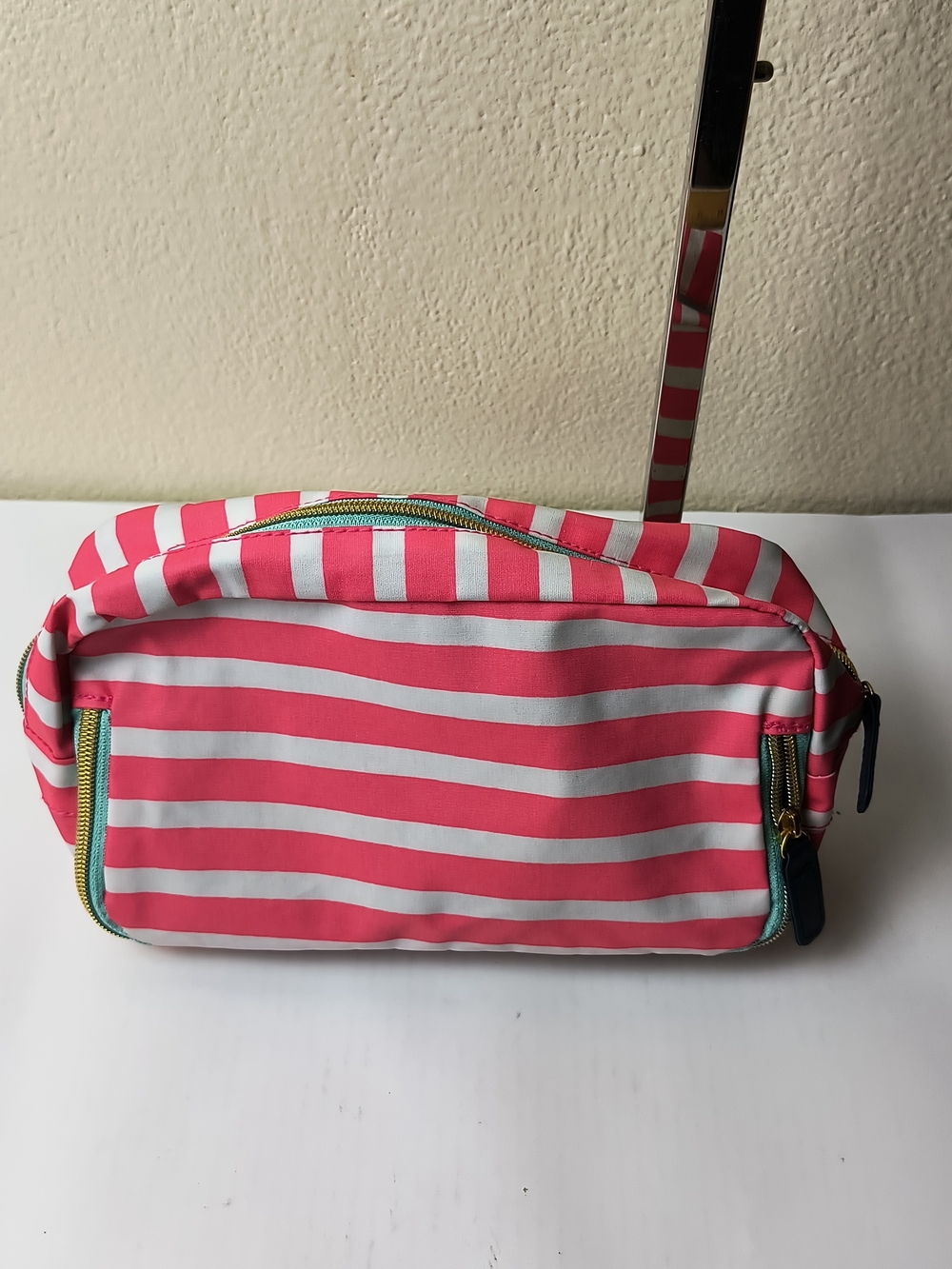 Pink & White Striped Cosmetic Pouch - Women